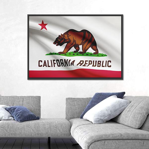 State Of California Flag Canvas Wall Art-5 Horizontal-Gallery Wrap-22" x 12"-Tiaracle