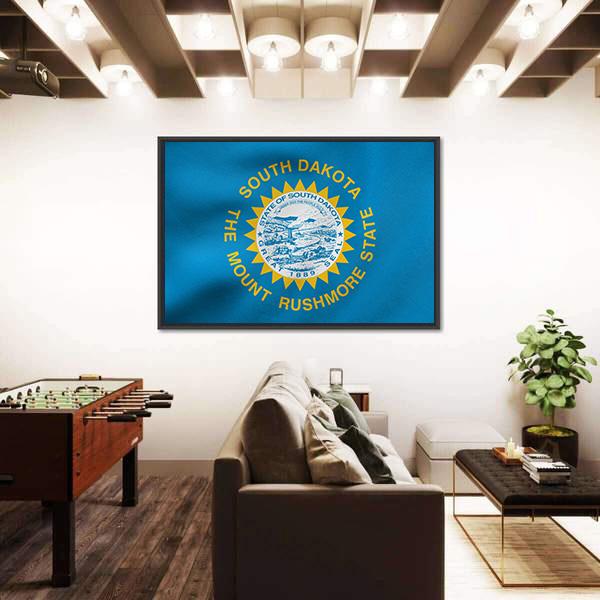 State Of South Dakota Flag Canvas Wall Art-1 Piece-Floating Frame-24" x 16"-Tiaracle