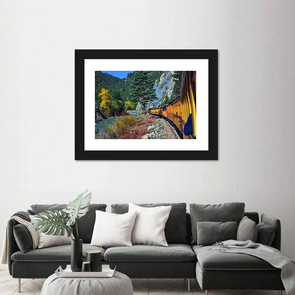 Steam Engine Train Travels In Colorado USA Canvas Wall Art-1 Piece-Framed Print-20" x 16"-Tiaracle