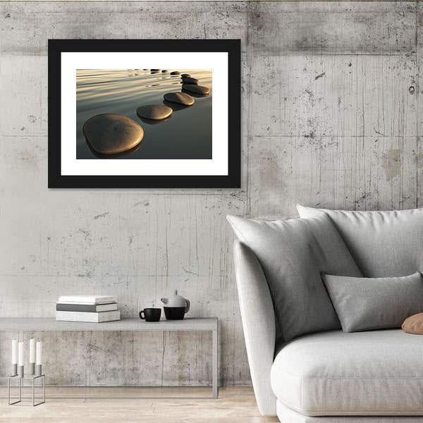 Step Stones To The Sunset Canvas Wall Art-5 Horizontal-Gallery Wrap-22" x 12"-Tiaracle