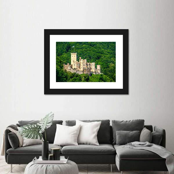 Stolzenfels Castle At Rhine Valley Canvas Wall Art-1 Piece-Framed Print-42" x 14"-Tiaracle