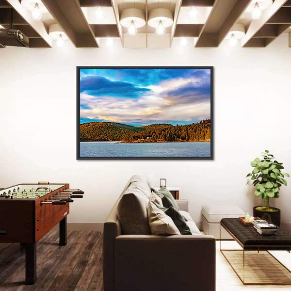 Strait Of Georgia Landscape Canvas Wall Art-1 Piece-Floating Frame-24" x 16"-Tiaracle