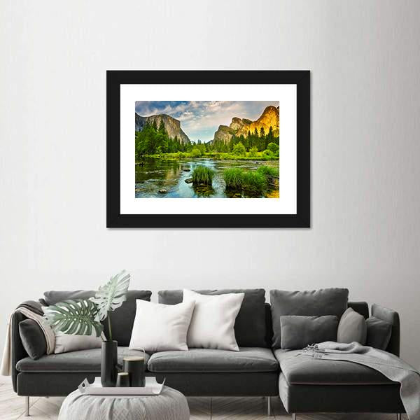 Stream Flowing In Yosemite National Park Canvas Wall Art-3 Horizontal-Gallery Wrap-25" x 16"-Tiaracle