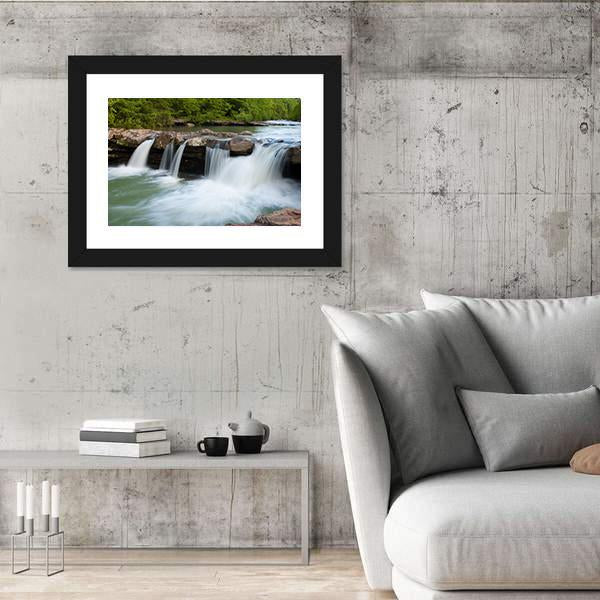 Stream In Forest Canvas Wall Art-5 Horizontal-Gallery Wrap-22" x 12"-Tiaracle