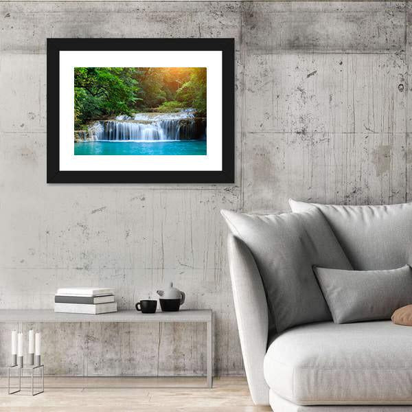 Stream In Green Forest Jungle Canvas Wall Art-5 Horizontal-Gallery Wrap-22" x 12"-Tiaracle