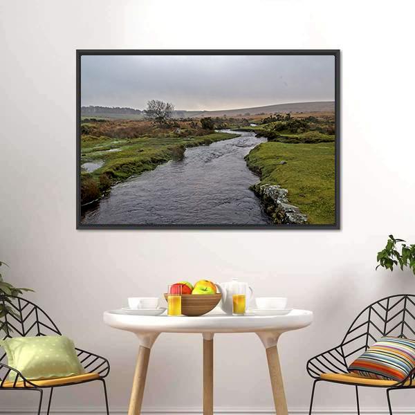 Stream River On Dartmoor Canvas Wall Art-1 Piece-Floating Frame-36" x 24"-Tiaracle