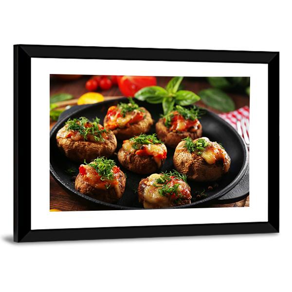 Stuffed Mushrooms And Vegetables Canvas Wall Art-5 Horizontal-Gallery Wrap-22" x 12"-Tiaracle