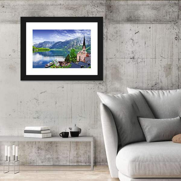 Stunning Alpen Scenery Of Hallstatt Canvas Wall Art-5 Horizontal-Gallery Wrap-22" x 12"-Tiaracle