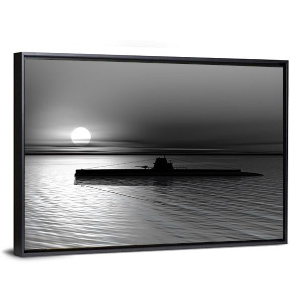 Submarine On The Sea Canvas Wall Art-5 Horizontal-Gallery Wrap-22" x 12"-Tiaracle