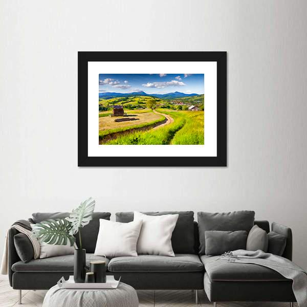 Summer Landscape In The Mountains Village Canvas Wall Art-5 Horizontal-Gallery Wrap-22" x 12"-Tiaracle