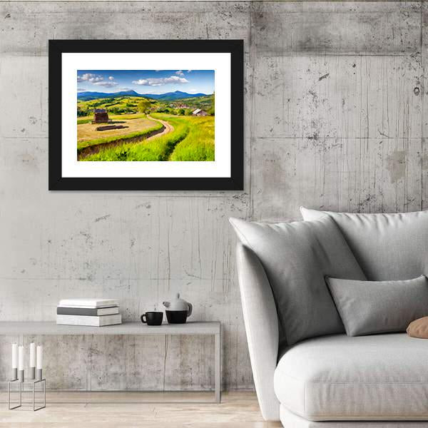 Summer Landscape In The Mountains Village Canvas Wall Art-5 Horizontal-Gallery Wrap-22" x 12"-Tiaracle