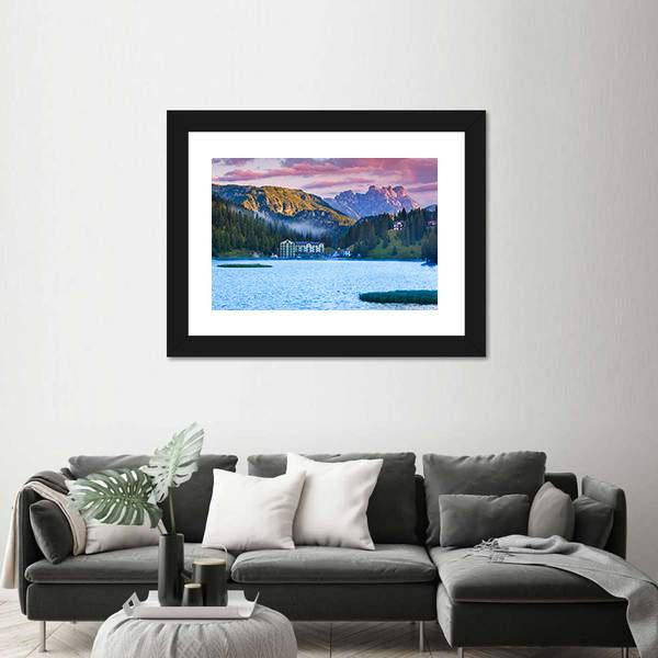 Summer Morning On The Lake Misurina Canvas Wall Art-5 Horizontal-Gallery Wrap-22" x 12"-Tiaracle