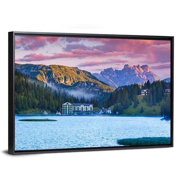 Summer Morning On The Lake Misurina Canvas Wall Art-5 Horizontal-Gallery Wrap-22" x 12"-Tiaracle