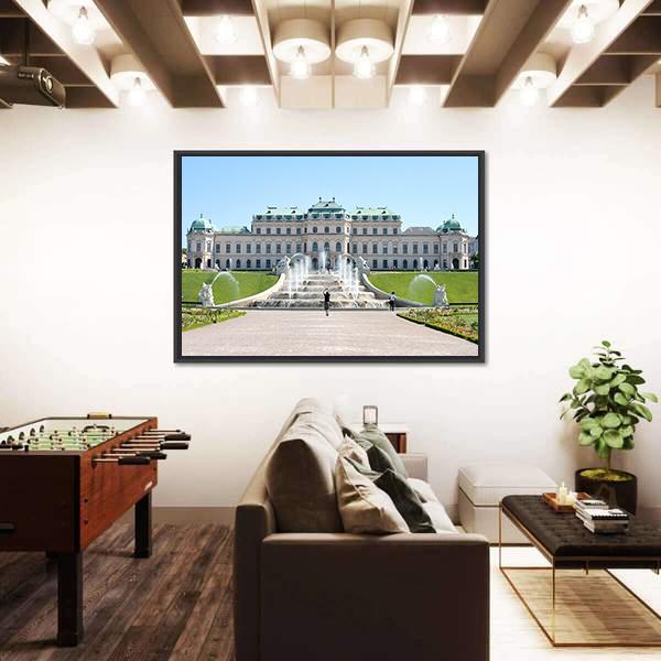 Summer Shot Of Belvedere Castle In Vienna Canvas Wall Art-1 Piece-Floating Frame-36" x 24"-Tiaracle