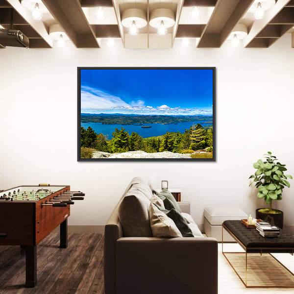 Summit Of Buck Mountain In Lake George Canvas Wall Art-1 Piece-Floating Frame-24" x 16"-Tiaracle