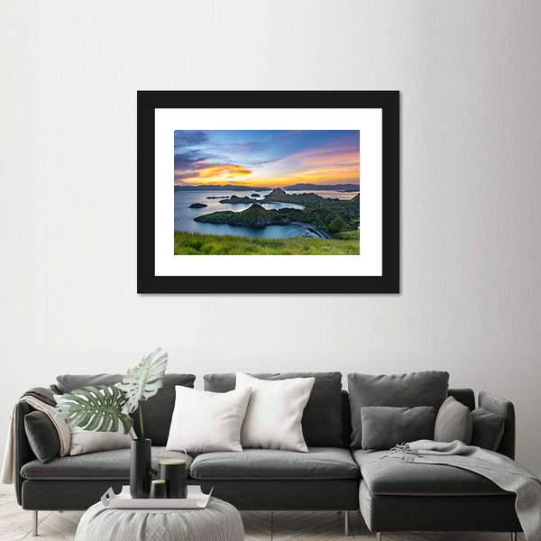 Sunlight From Top Of Padar Island At Sunset Canvas Wall Art-1 Piece-Framed Print-20" x 16"-Tiaracle