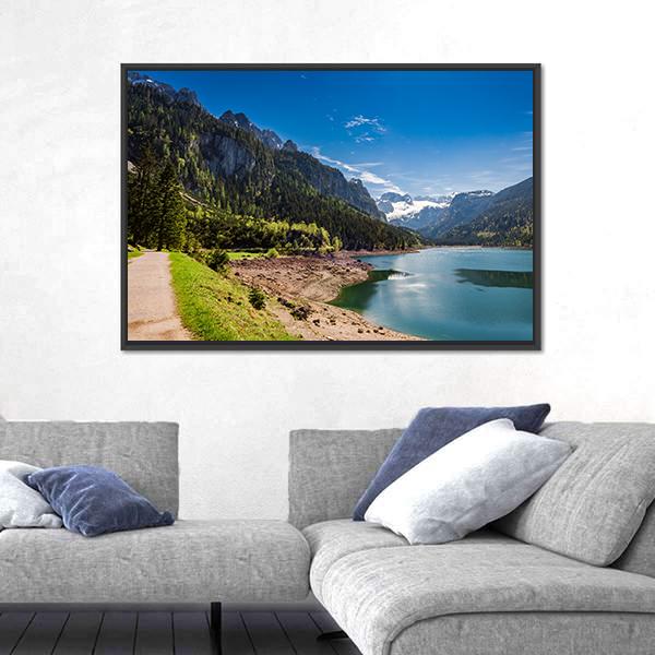 Sunny Sunrise At Gosausee Lake Canvas Wall Art-5 Horizontal-Gallery Wrap-22" x 12"-Tiaracle