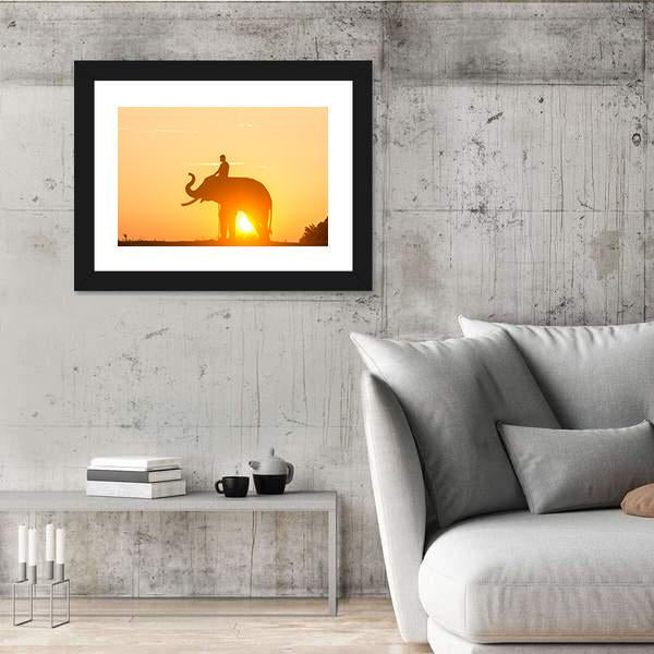 Sunrise Action Of Thai Elephant Canvas Wall Art-5 Horizontal-Gallery Wrap-22" x 12"-Tiaracle
