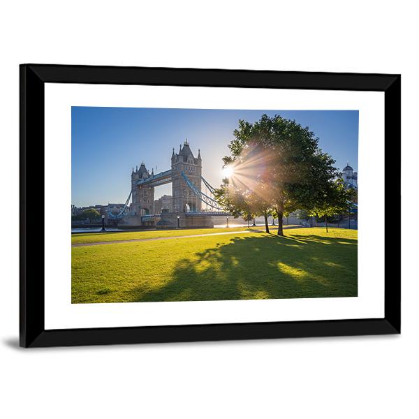 Sunrise At Tower Bridge Canvas Wall Art-5 Horizontal-Gallery Wrap-22" x 12"-Tiaracle