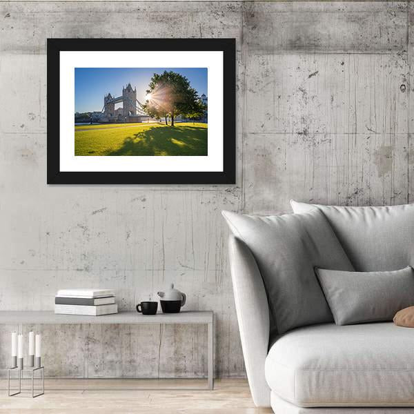 Sunrise At Tower Bridge Canvas Wall Art-5 Horizontal-Gallery Wrap-22" x 12"-Tiaracle