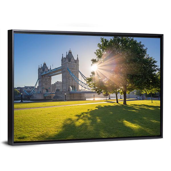 Sunrise At Tower Bridge Canvas Wall Art-5 Horizontal-Gallery Wrap-22" x 12"-Tiaracle