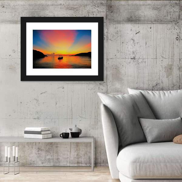 Sunrise At Tropical Beach Canvas Wall Art-5 Horizontal-Gallery Wrap-22" x 12"-Tiaracle