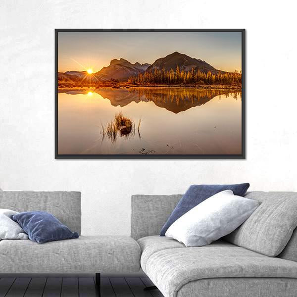 Sunrise At Vermilion Lakes Canvas Wall Art-5 Horizontal-Gallery Wrap-22" x 12"-Tiaracle