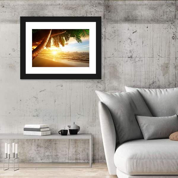 Sunrise On Caribbean Beach Canvas Wall Art-5 Horizontal-Gallery Wrap-22" x 12"-Tiaracle