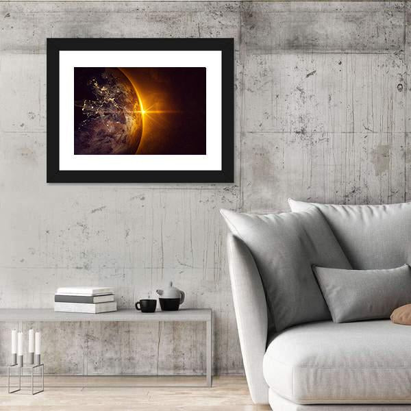 Sunrise On Planet Earth Canvas Wall Art-3 Horizontal-Gallery Wrap-25" x 16"-Tiaracle