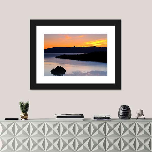 Sunrise Over Emerald Bay Canvas Wall Art-1 Piece-Framed Print-20" x 16"-Tiaracle