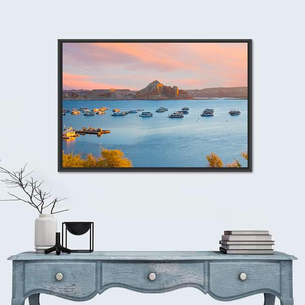 Sunrise Over Lake Powell In Arizona Canvas Wall Art-5 Horizontal-Gallery Wrap-22" x 12"-Tiaracle