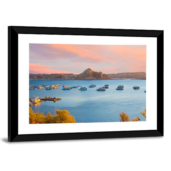Sunrise Over Lake Powell In Arizona Canvas Wall Art-5 Horizontal-Gallery Wrap-22" x 12"-Tiaracle