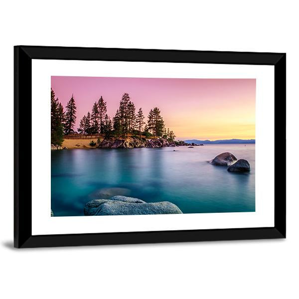 Sunrise Over Lake Tahoe Canvas Wall Art-5 Horizontal-Gallery Wrap-22" x 12"-Tiaracle