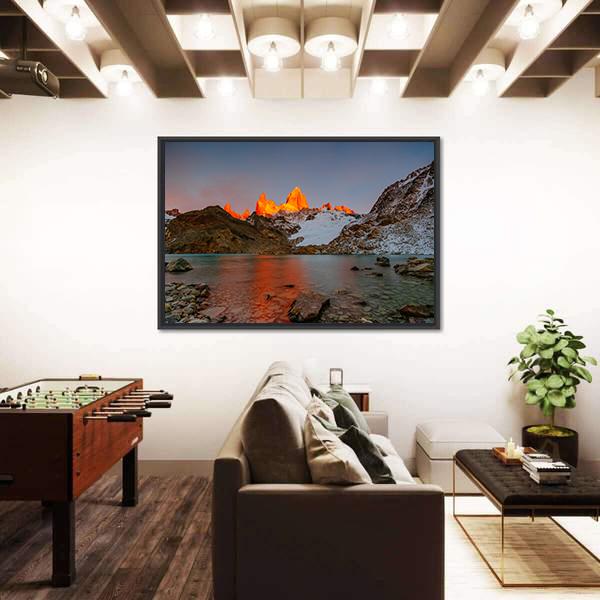 Sunrise Over Mount Fitzroy Canvas Wall Art-1 Piece-Floating Frame-24" x 16"-Tiaracle
