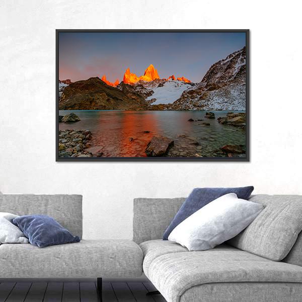 Sunrise Over Mount Fitzroy Canvas Wall Art-5 Horizontal-Gallery Wrap-22" x 12"-Tiaracle