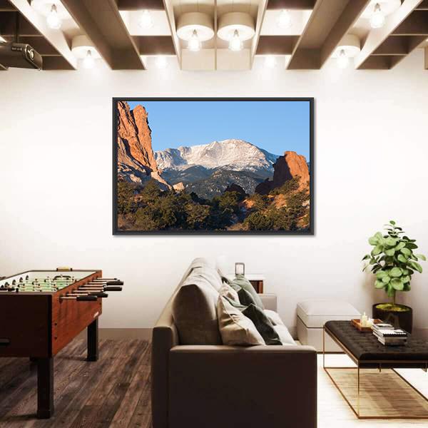 Sunrise Over Pikes Peak In Colorado Canvas Wall Art-1 Piece-Floating Frame-24" x 16"-Tiaracle