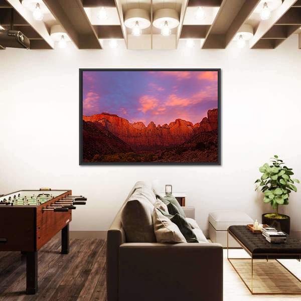 Sunrise Over The Towers Of Virgin Canvas Wall Art-1 Piece-Floating Frame-24" x 16"-Tiaracle