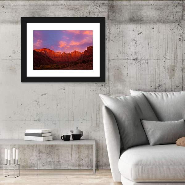 Sunrise Over The Towers Of Virgin Canvas Wall Art-5 Horizontal-Gallery Wrap-22" x 12"-Tiaracle