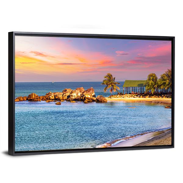 Sunrise Tropical Landscape Sea Canvas Wall Art-5 Horizontal-Gallery Wrap-22" x 12"-Tiaracle