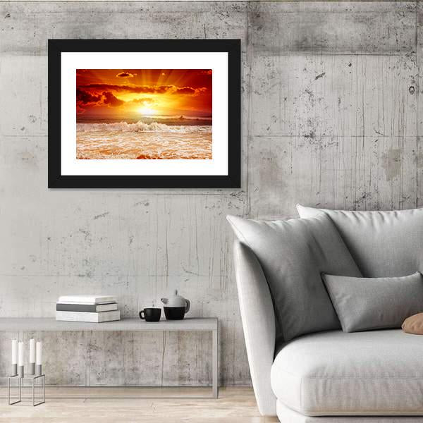 Sunset Above The Sea Canvas Wall Art-5 Horizontal-Gallery Wrap-22" x 12"-Tiaracle