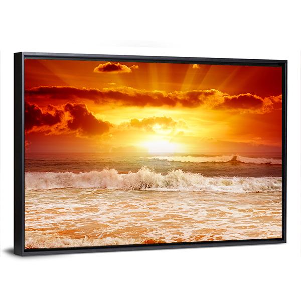 Sunset Above The Sea Canvas Wall Art-5 Horizontal-Gallery Wrap-22" x 12"-Tiaracle