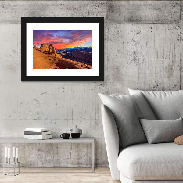 Sunset At Arches National Park In Utah Canvas Wall Art-5 Horizontal-Gallery Wrap-22" x 12"-Tiaracle