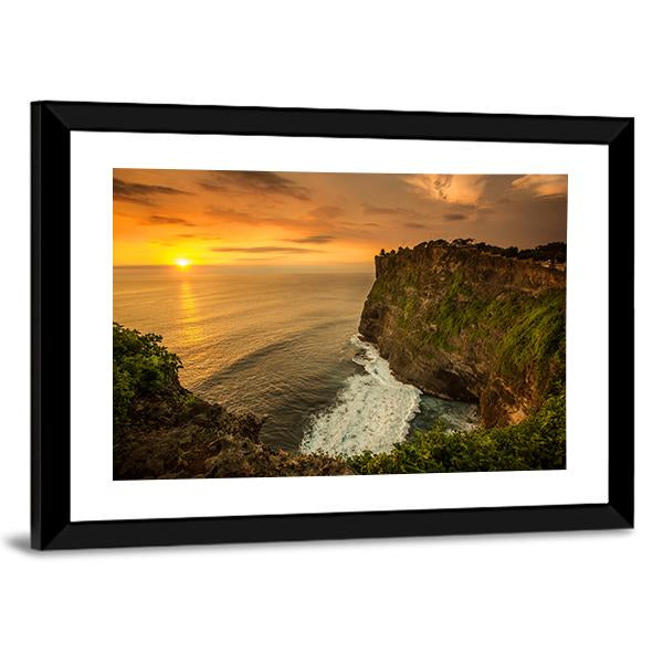 Sunset At Uluwatu Temple In Bali Indonesia Canvas Wall Art-3 Horizontal-Gallery Wrap-25" x 16"-Tiaracle