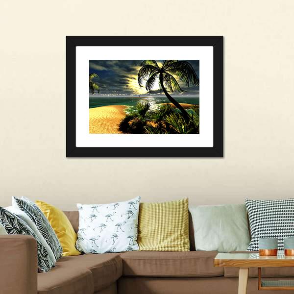 Sunset In Tropical Paradise Canvas Wall Art-5 Horizontal-Gallery Wrap-22" x 12"-Tiaracle