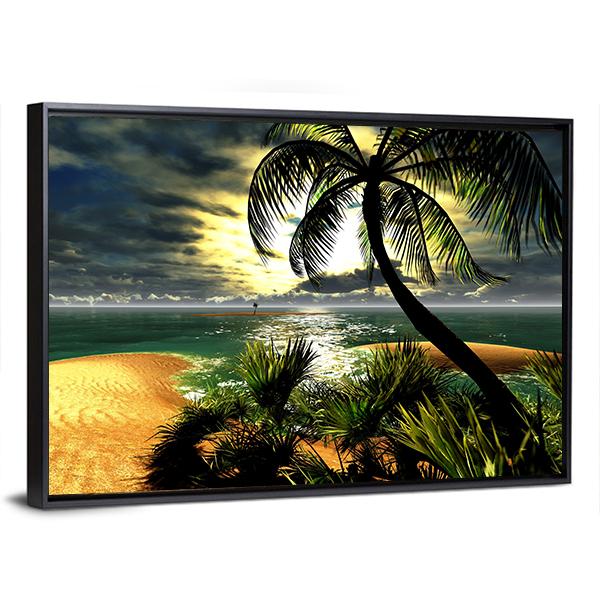 Sunset In Tropical Paradise Canvas Wall Art-5 Horizontal-Gallery Wrap-22" x 12"-Tiaracle