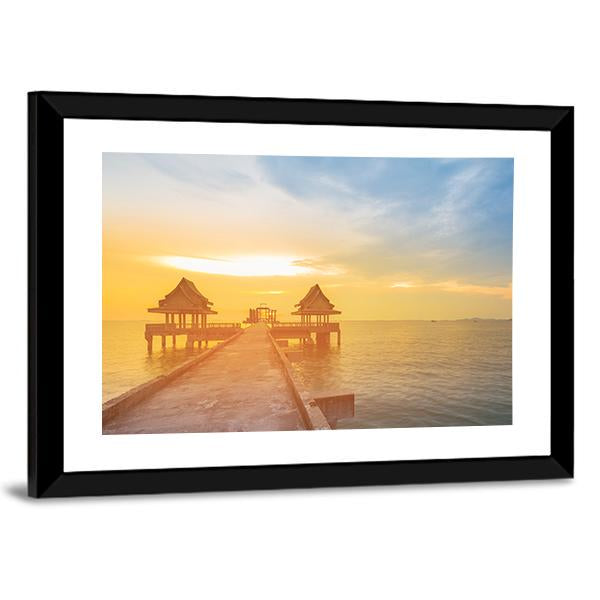 Sunset Leading To The Sea Coast Skyline Canvas Wall Art-5 Horizontal-Gallery Wrap-22" x 12"-Tiaracle
