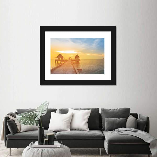 Sunset Leading To The Sea Coast Skyline Canvas Wall Art-5 Horizontal-Gallery Wrap-22" x 12"-Tiaracle