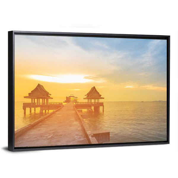 Sunset Leading To The Sea Coast Skyline Canvas Wall Art-5 Horizontal-Gallery Wrap-22" x 12"-Tiaracle