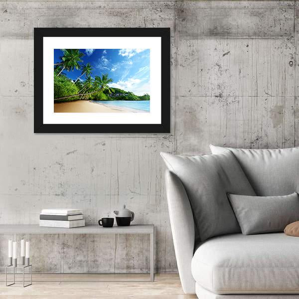 Sunset On Beach Anse Takamaka Canvas Wall Art-5 Horizontal-Gallery Wrap-22" x 12"-Tiaracle