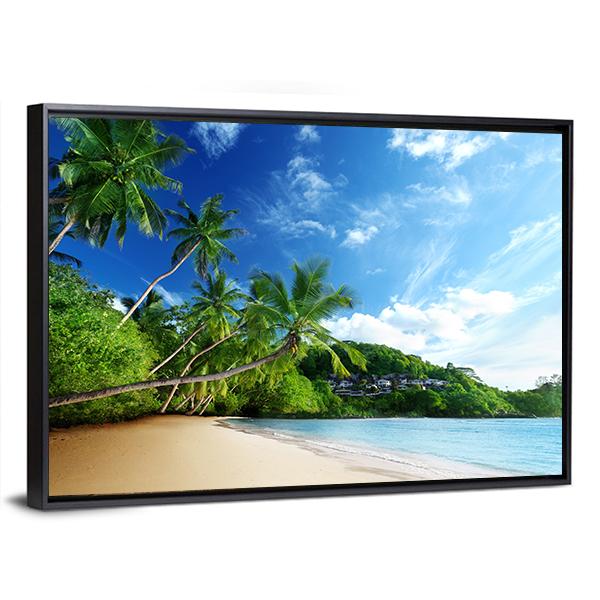 Sunset On Beach Anse Takamaka Canvas Wall Art-5 Horizontal-Gallery Wrap-22" x 12"-Tiaracle